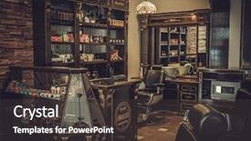  Presentation with barber - Audience pleasing slide deck consisting of professional barber shop vintage interior backdrop and a tawny brown colored foreground