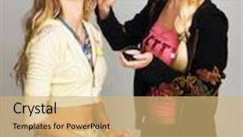  Presentation with beautician - Theme with professional beautician applying makeup to a model background and a coral colored foreground