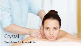  Presentation with beautician - PPT layouts consisting of professional beautician doing massage background and a  colored foreground