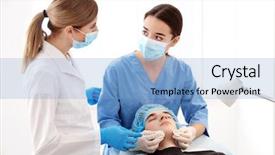  Presentation with apprenticeship - Slides enhanced with professional beautician teaching trainee background and a light blue colored foreground