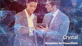  Presentation with black people - Colorful PPT layouts enhanced with professional blue - business people discussing over digital backdrop and a ocean colored foreground