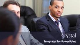  Presentation with african american meeting - Audience pleasing presentation design consisting of professional boardroom - multi ethnic business team backdrop and a wine colored foreground