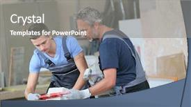  Presentation with professional training - Presentation design with professional brick layer in training background and a gray colored foreground