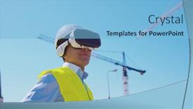  Presentation with real estate investment - PPT theme enhanced with professional-builder-in-vr-helmet background and a light blue colored foreground