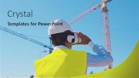  Presentation with real estate investment - Slide set consisting of professional-builder-in-vr-helmet background and a light blue colored foreground