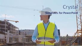  Presentation with real estate investment - Presentation theme having professional-builder-standing-in-front background and a  colored foreground