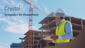  Presentation with real estate investment - Presentation theme having professional-builder-standing-in-front background and a light blue colored foreground