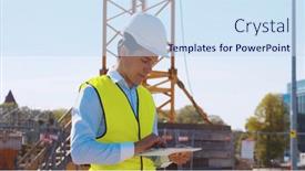  Presentation with real estate investment - Presentation design featuring professional-builder-standing-in-front background and a sky blue colored foreground