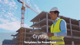  Presentation with real estate investment - Slide set with professional-builder-standing-in-front background and a  colored foreground