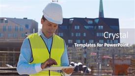  Presentation with real estate investment - PPT layouts having professional-builder-standing-in-front background and a  colored foreground