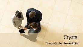  Presentation with japanese new year above view - Slide deck consisting of professional business people having meeting background and a lemonade colored foreground