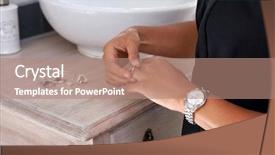  Presentation with business women - Slide set featuring professional business women with jewellery background and a coral colored foreground