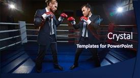  Presentation with boxing ring - Amazing theme having professional businessmen in suits backdrop and a navy blue colored foreground