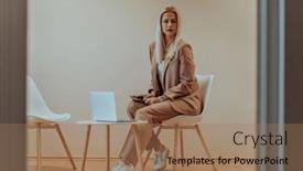  Presentation with professional - Theme consisting of professional-businesswoman-sits background and a coral colored foreground