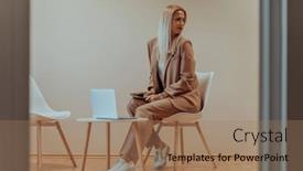  Presentation with professional - Presentation theme having professional-businesswoman-sits background and a coral colored foreground