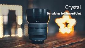  Presentation with lens - Theme with professional-camera-lens-still-life background and a tawny brown colored foreground