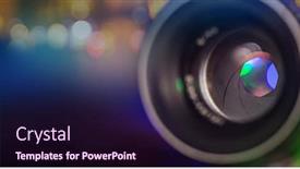  Presentation with lens - Colorful slide deck enhanced with professional camera lens with reflections backdrop and a wine colored foreground