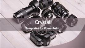  Presentation with wood - Beautiful theme featuring professional camera lenses on wood backdrop and a gray colored foreground
