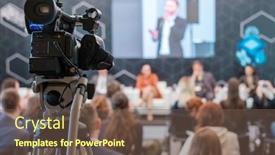  Presentation with professional sound recording - Slides enhanced with professional-camera-recording-video background and a violet colored foreground