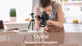  Presentation with summer camp pictures - Slide deck having professional camera taking still life background and a  colored foreground