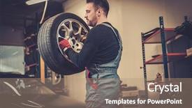  Presentation with auto repair - Cool new presentation with professional car mechanic balancing car backdrop and a coral colored foreground
