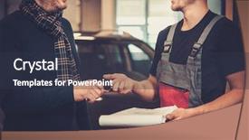  Presentation with mechanic repair - Presentation theme enhanced with professional car mechanic giving client background and a tawny brown colored foreground
