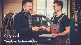  Presentation with mechanic repair - Slides featuring professional car mechanic giving client background and a tawny brown colored foreground