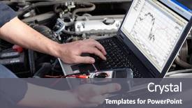  Presentation with mechanic repair - Theme enhanced with professional car mechanic working background and a dark gray colored foreground