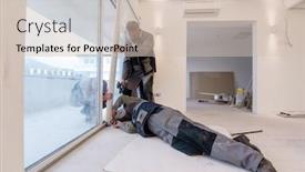  Presentation with professional - Amazing PPT layouts having professional-carpenters-installing-a-balcony backdrop and a soft green colored foreground