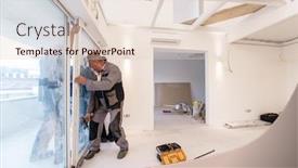  Presentation with apartment - PPT layouts with professional-carpenters-installing-a-balcony background and a lemonade colored foreground