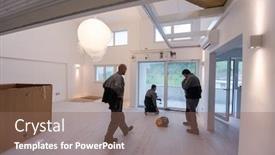  Presentation with apartment - Theme having professional-carpenters-installing-a-balcony background and a violet colored foreground