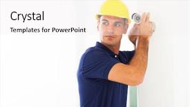  Presentation with cctv camera - Theme having professional cctv technician adjusting security background and a white colored foreground