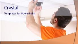  Presentation with cctv - Cool new presentation with professional cctv technician working backdrop and a sky blue colored foreground