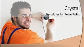  Presentation with cctv - PPT theme with professional cctv technician working background and a white colored foreground