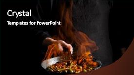  Presentation with professional - Theme enhanced with professional chef and fire cooking background and a black colored foreground