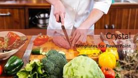  Presentation with cook chef - Beautiful presentation theme featuring food ingridient - professional chef cook standing backdrop and a red colored foreground