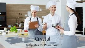  Presentation with cook chef - PPT theme having professional chef in uniform sharing background and a  colored foreground