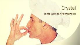  Presentation with taste - Cool new slide set with professional chef in white hat with taste approval gesture backdrop and a cream colored foreground