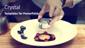  Presentation with culinary - Beautiful presentation theme featuring professional-chef-is-cooking-gourmet backdrop and a navy blue colored foreground