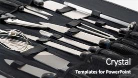  Presentation with art black and white marble - Colorful PPT theme enhanced with professional chefs cooks knife set backdrop and a dark gray colored foreground