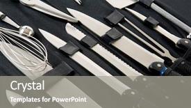  Presentation with chef - PPT theme enhanced with professional chefs cooks knife set background and a gray colored foreground