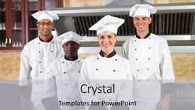  Presentation with hotel kitchen - Cool new presentation theme with professional chefs in hotel backdrop and a light gray colored foreground