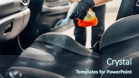  Presentation with car cleaning - Cool new presentation design with professional chemical cleaning of car backdrop and a tawny brown colored foreground