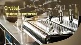  Presentation with art close up of professional - Slide set with professional coffee machine close up background and a tawny brown colored foreground