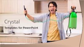  Presentation with pest control - Amazing theme having professional contractor doing pest control at kitchen backdrop and a lemonade colored foreground