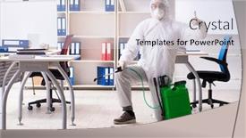  Presentation with pest control - PPT layouts enhanced with insect - professional contractor doing pest control background and a sky blue colored foreground