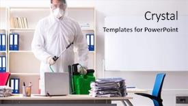  Presentation with pest control - Beautiful slide set featuring pests - professional contractor doing pest control backdrop and a sky blue colored foreground