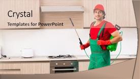  Presentation with pest control - Amazing PPT theme having parasitic disease - professional contractor doing pest control backdrop and a  colored foreground