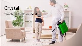  Presentation with poison control - Theme consisting of professional contractor doing pest control background and a lemonade colored foreground