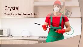  Presentation with pest control - Presentation having professional contractor doing pest control background and a lemonade colored foreground